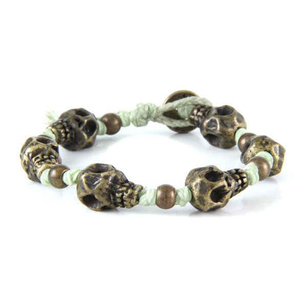 Skull Shell Strand Irish Waxed Linen Bracelet with Round Bead Spacer
