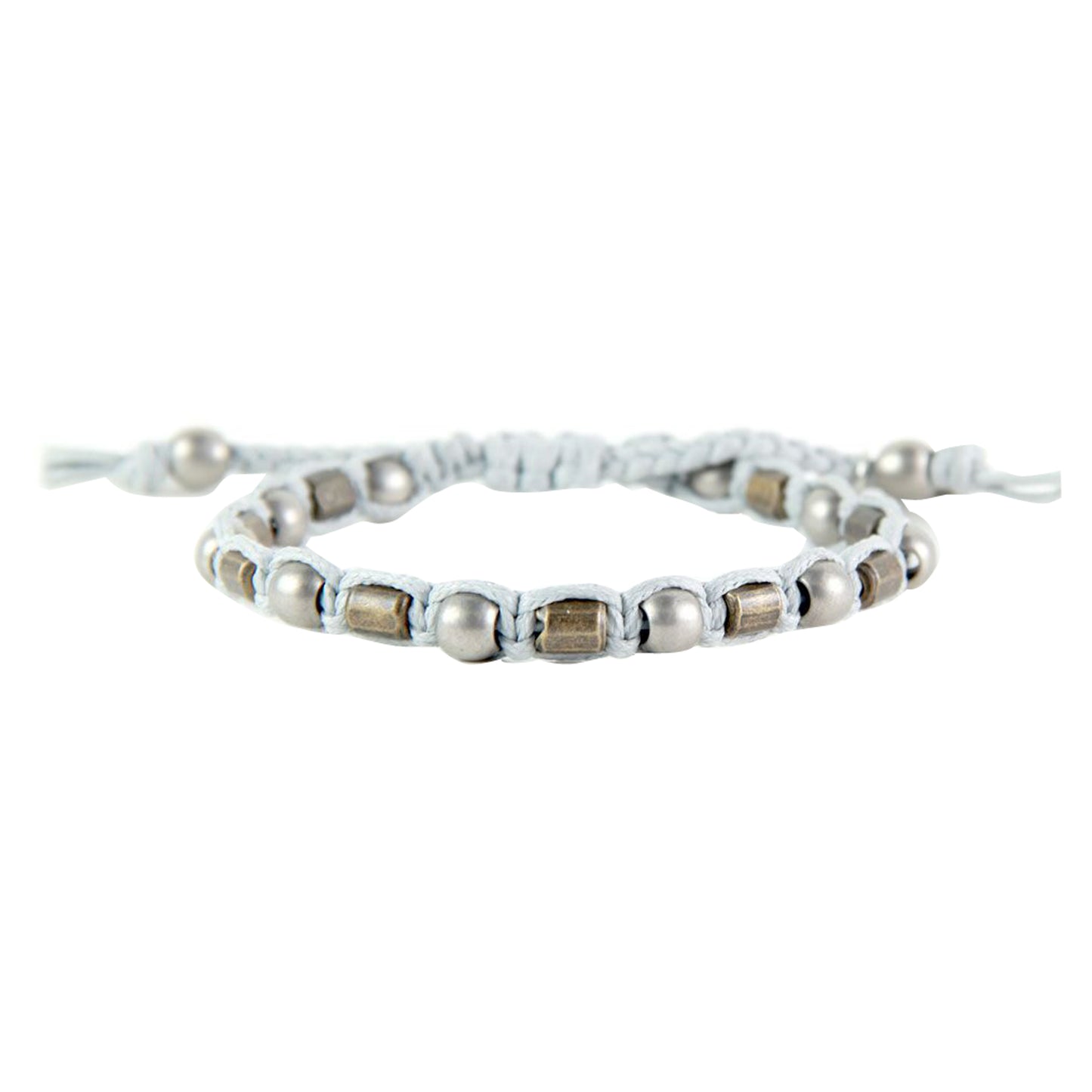 Adjustable Nylon Bracelet with Metal Round and Rectangluar Beads