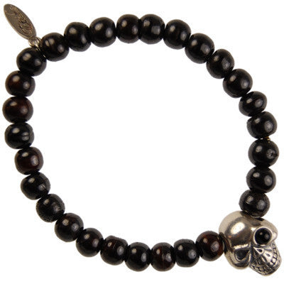 MB301 - Skull with Semi Precious Stone Eye Bead Bracelet