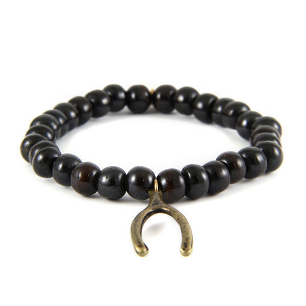 Wishbone Black Bone Bead Bracelet
