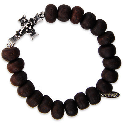 MB314 - Triple Cross Charm Elastic Bead Bracelet