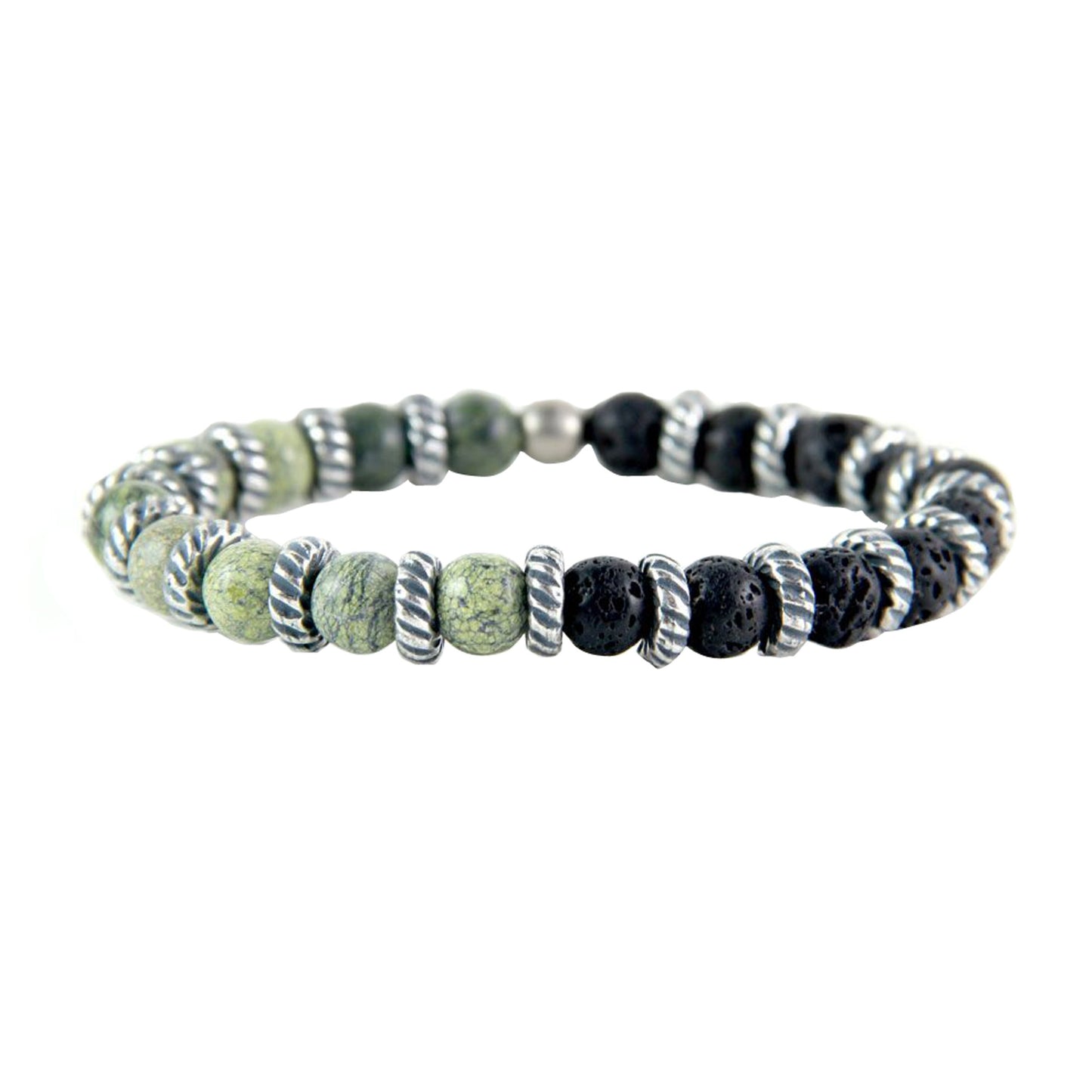 Walking Brave Bracelet in Russian Serpentine and Lava Stone