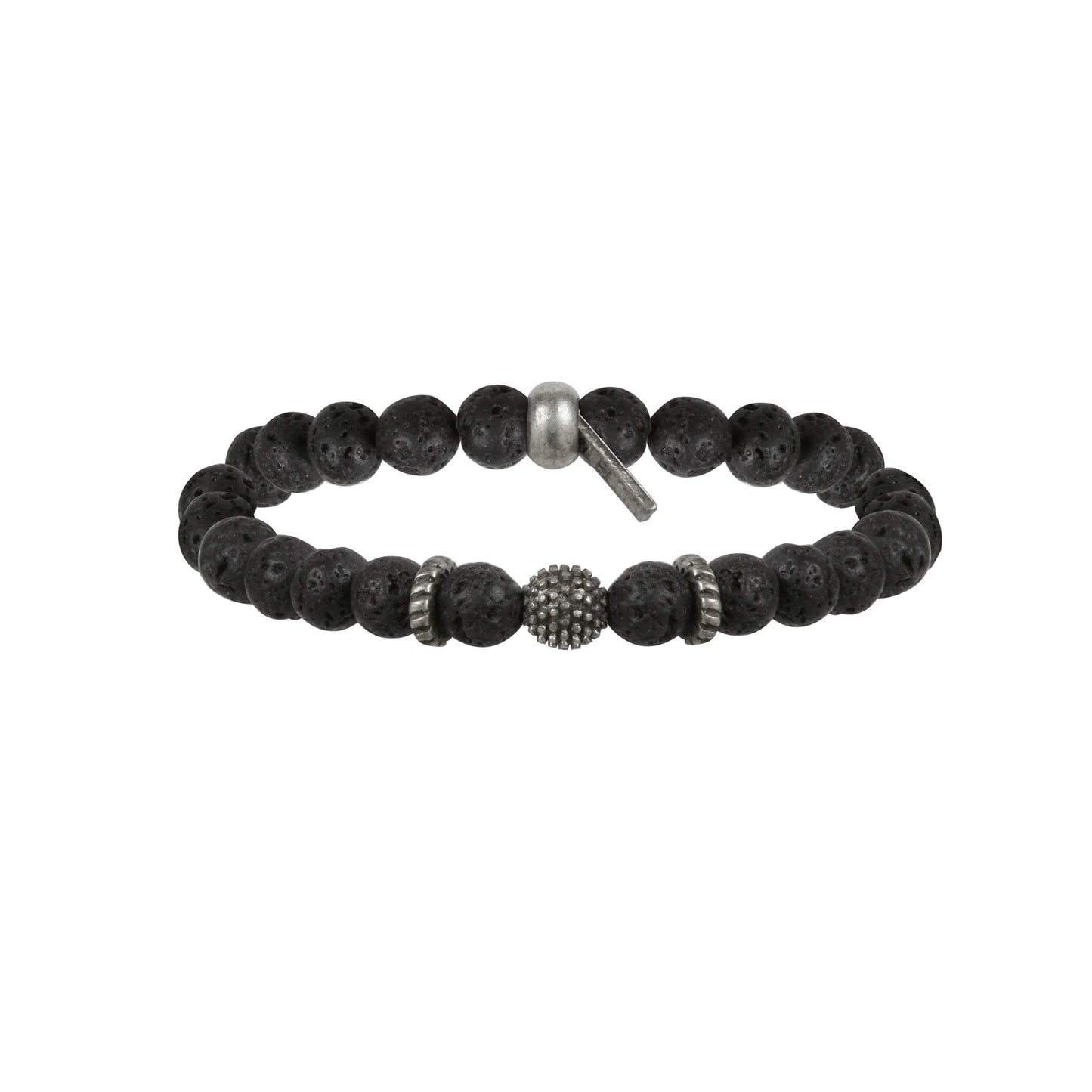 Straight Shooter Bracelet in Lava Beads and Silver Ox