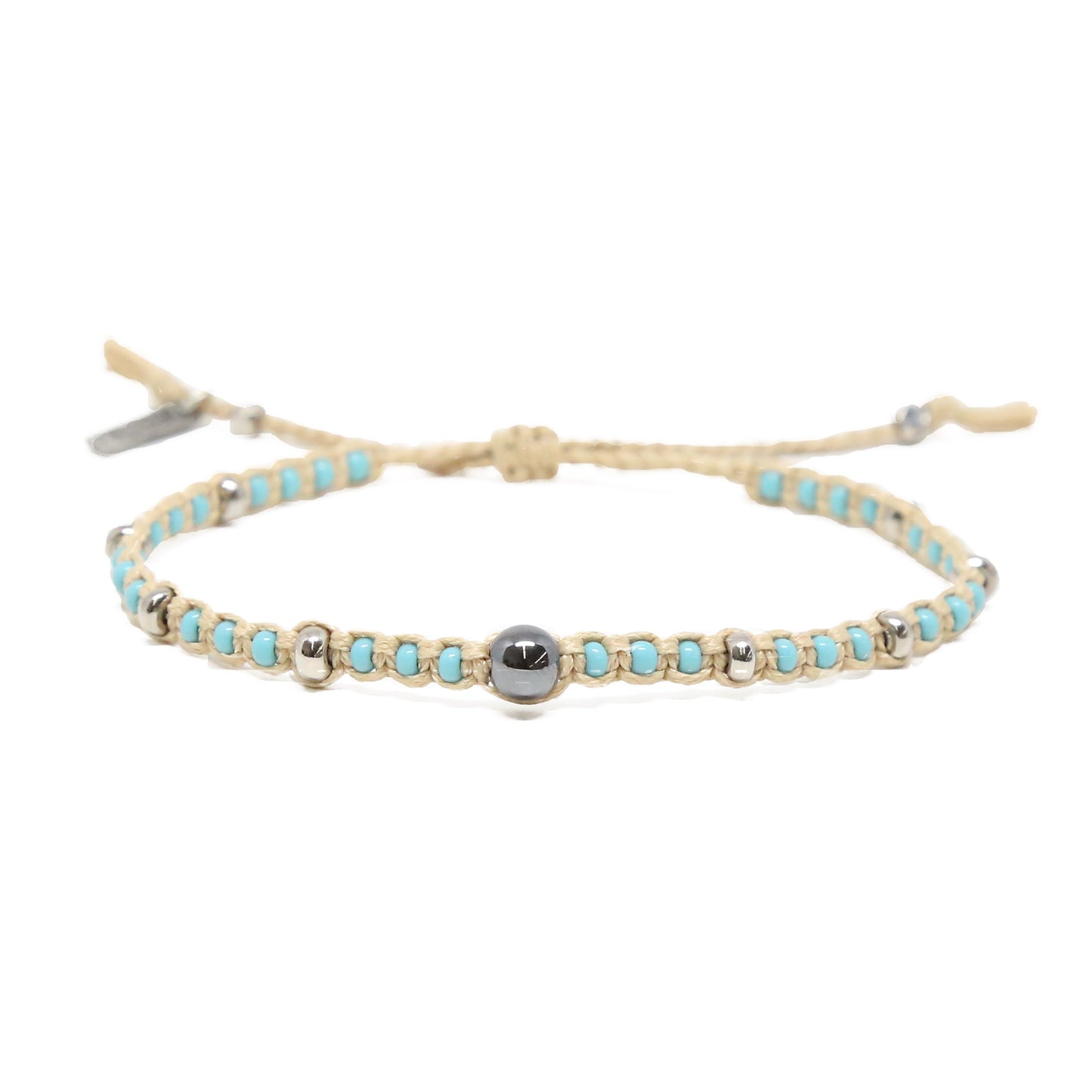 Holbrook Bracelet in Turquoise, Hematite, and Tan