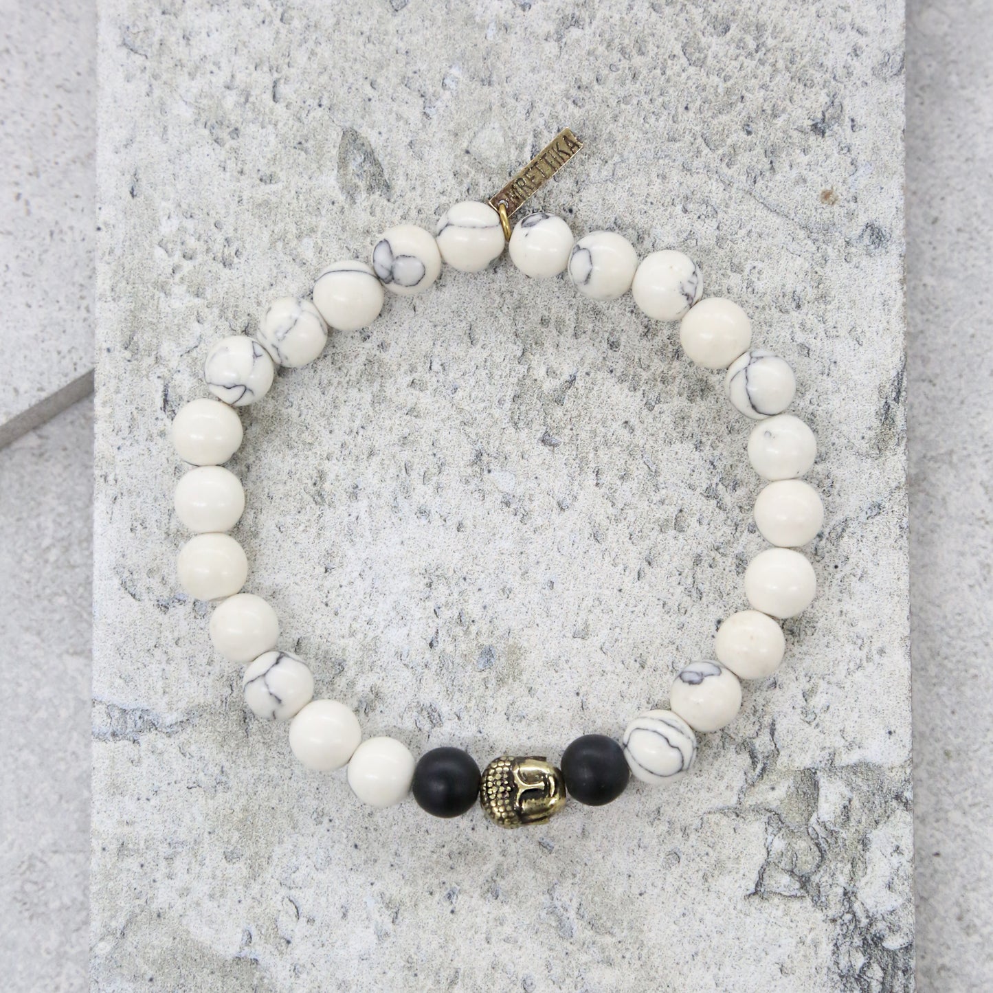 Center Yourself Bracelet in White and Brass