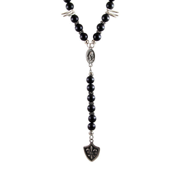 Fleur De Lys and Mary Shield Necklace