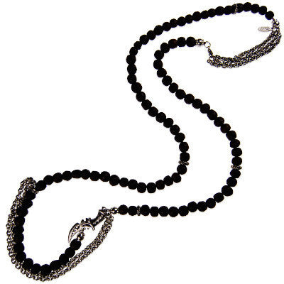 Rudrani Beads and Chain Necklace with Dagger Charm