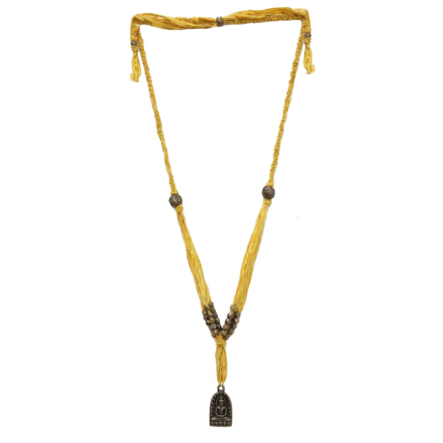 Tribal Fringe Necklace in Mustard & Brass