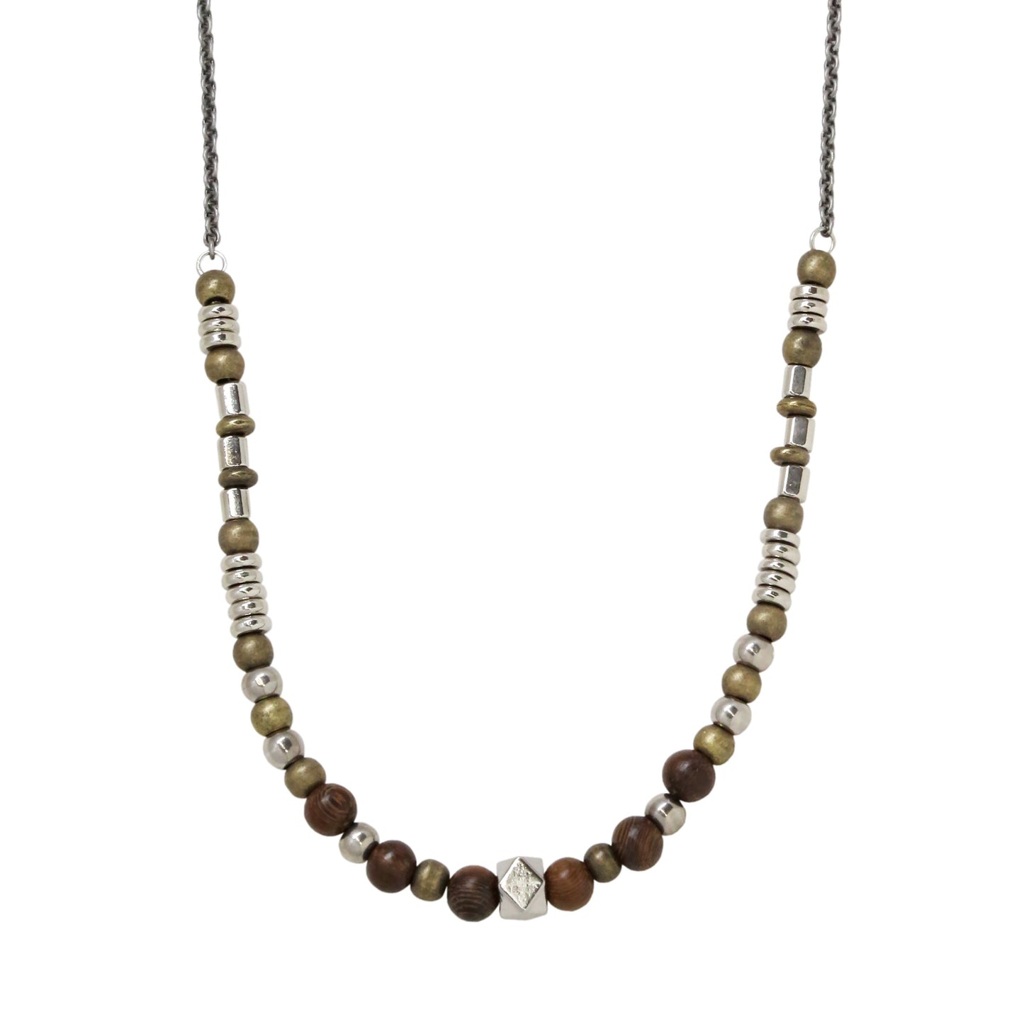 Mixed Metal and Wood Necklace