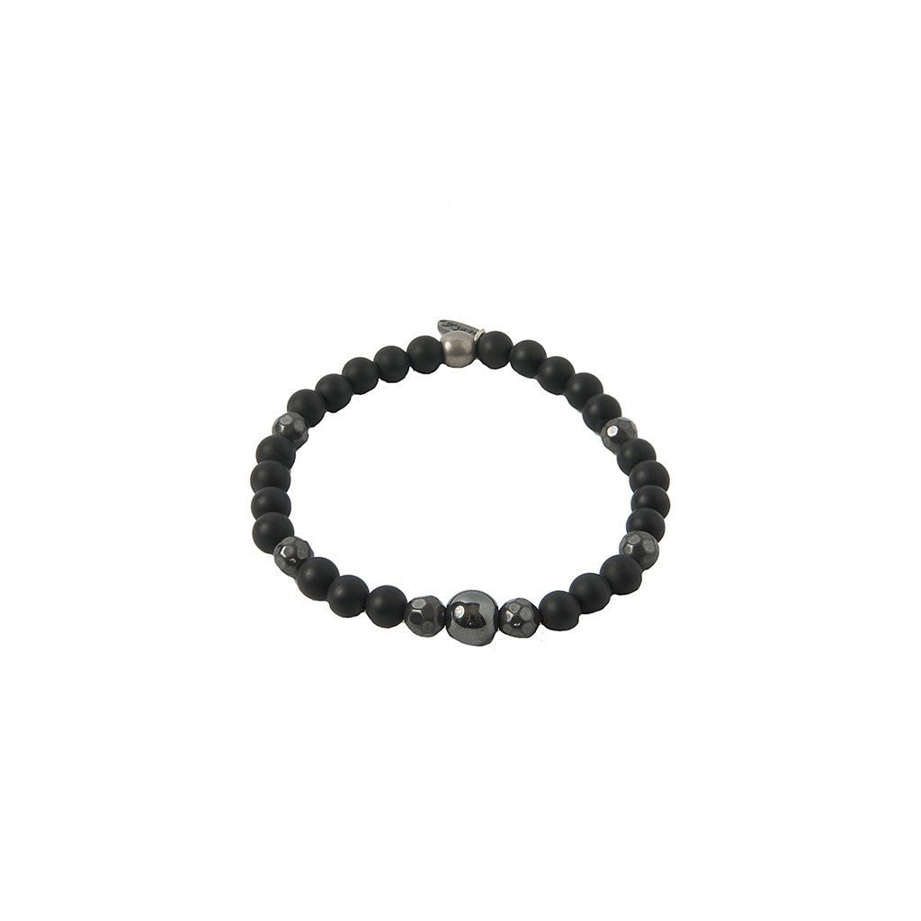 Mens Bracelet - Iron Ire Bracelet In Onyx And Antique Silver