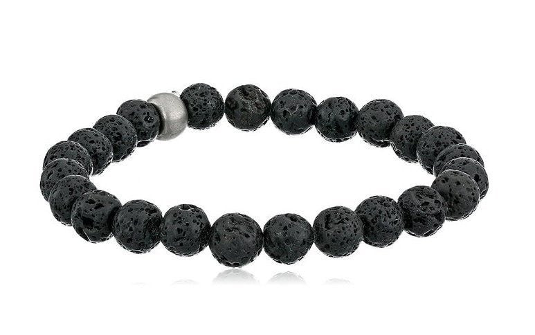 Mens Bracelet - Men's Lava And Semi Precious Stone Bracelet