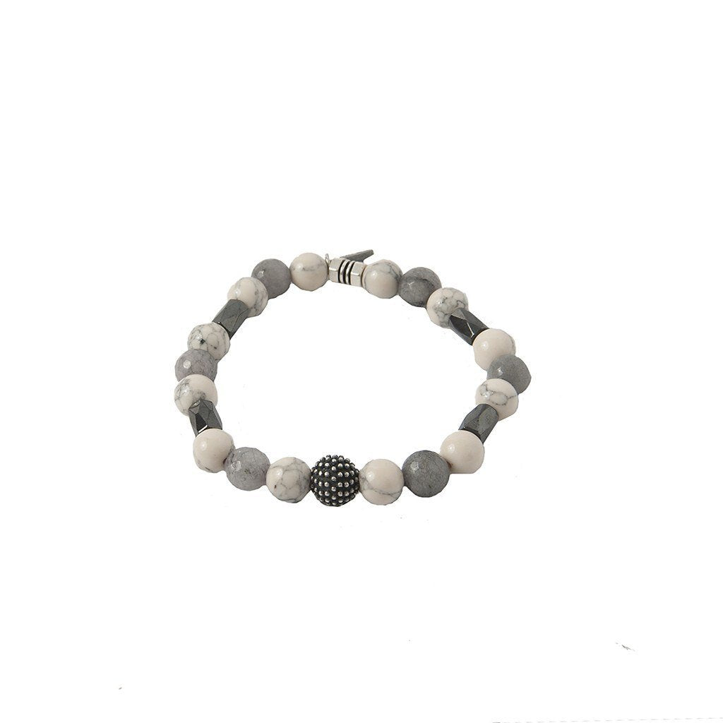 Mens Bracelet - Winter Western Bracelet In White And Antique Silver