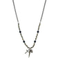Mixed Metal Faceted Bead Necklace with Spike, Cross, and Skull Charms