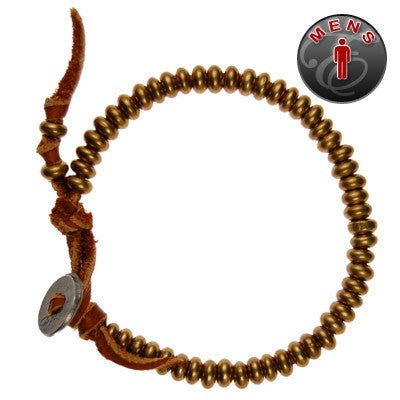 MB240 - Ettika Mens Bead Deerskin Leather Bracelet
