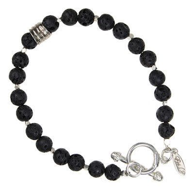 Men's Lava Beads and Cylinder Charm with Toggle Closure