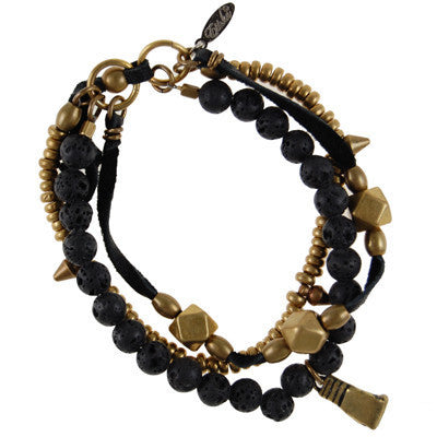 Multi Bead Deerskin Leather Bracelet with Single Glove Pendant Charm