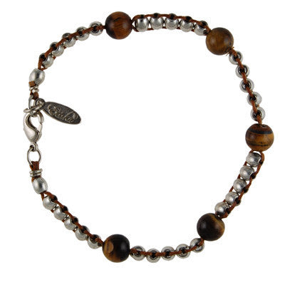 MB113B - Barrel Beads Bracelet with Accent Semi Precious Stone