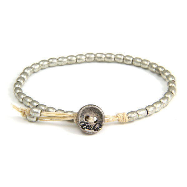 Tiny Barrel Bead Bracelet on Tan Waxed Linen
