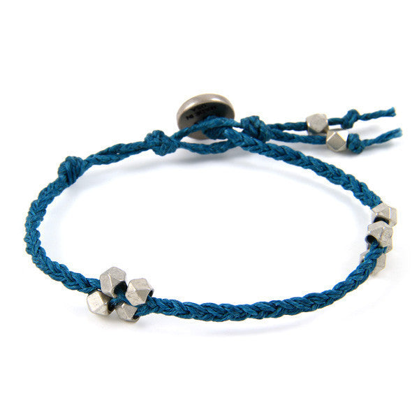 Faceted Bead Cluster Stations Teal Irish Linen Bracelet