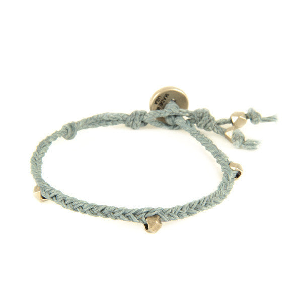 Mens Denim Braided Waxed Linen Bracelet with Silver Beads