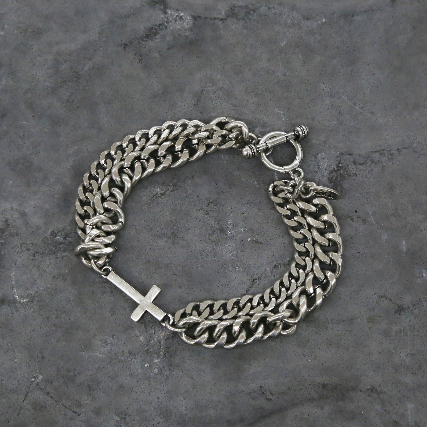 Constant Reminder Silver Metal Chain Bracelet with Cross