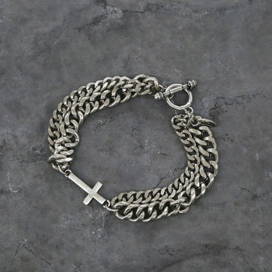 Constant Reminder Silver Metal Chain Bracelet with Cross