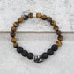 Mens Agate Bead and Tiger Eye Stone Bracelet with a Fist Charm