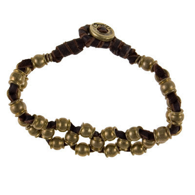 MB229 - Collared Barrel Beads Lamb Leather Strand Bracelet