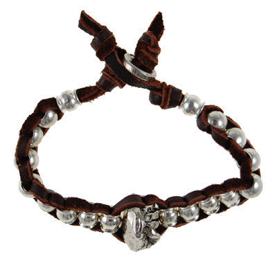 MB236 - Knuckle and Beads Deerskin Leather Bracelet