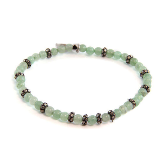 Aventurine and Faceted Donut Beaded Bracelet