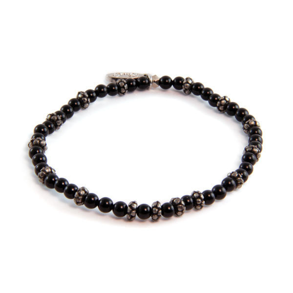 Onyx and Faceted Donut Beaded Bracelet