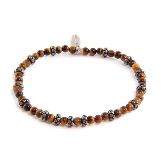 Tiger Eye and Faceted Donut Beaded Bracelet