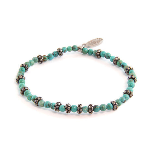 Turquoise and Faceted Donut Beaded Bracelet