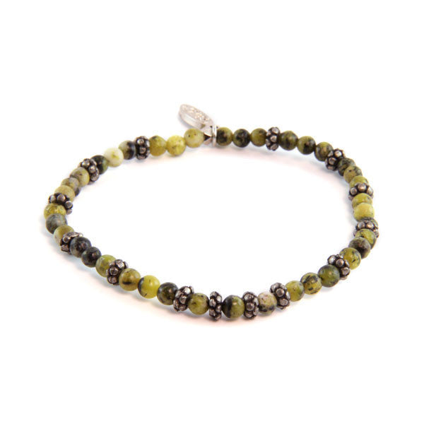 Yellow Turquoise and Faceted Donut Beaded Bracelet