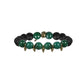 Mens Black Agate and Large Dark Faceted Marble Beads with Tiny Nugget Spikes Stretch Bracelet