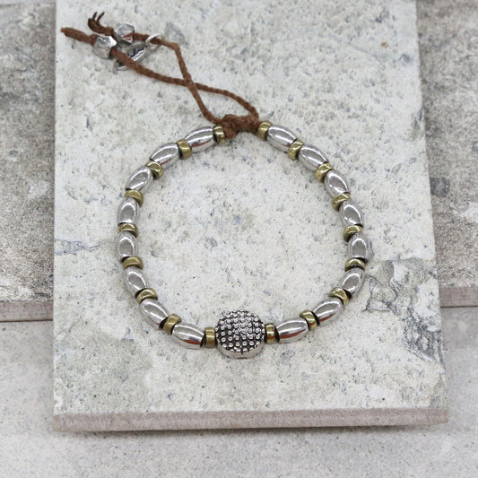 Wrangler Bang Bracelet in Brown and Silver