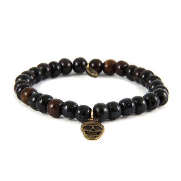 Skull Black Bone Bead Bracelet
