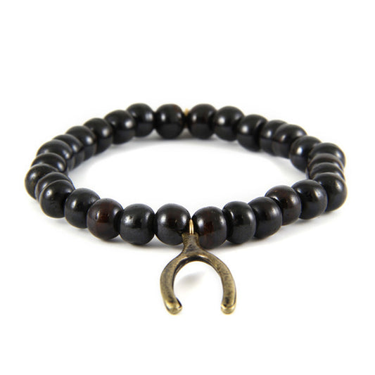 Wishbone Black Bone Bead Bracelet