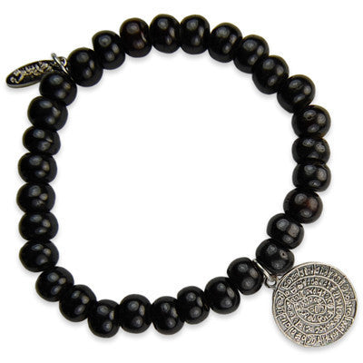 MB307 - Small Phaistos Coin Pendant Charm Elastic Bead Bracelet