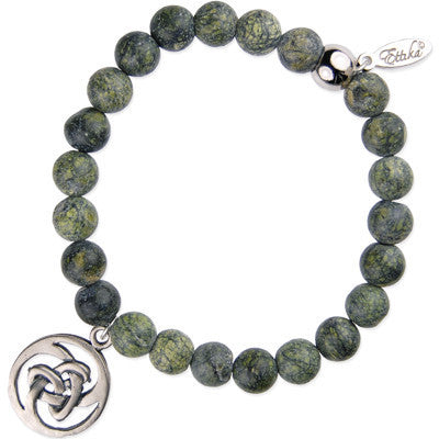 MB324 - Thorn  Pendant Charm Semi Precious Stone Ball Stretch Bracelet