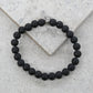 Mens Black Agate Semi Precious Stone Stretch Bracelet