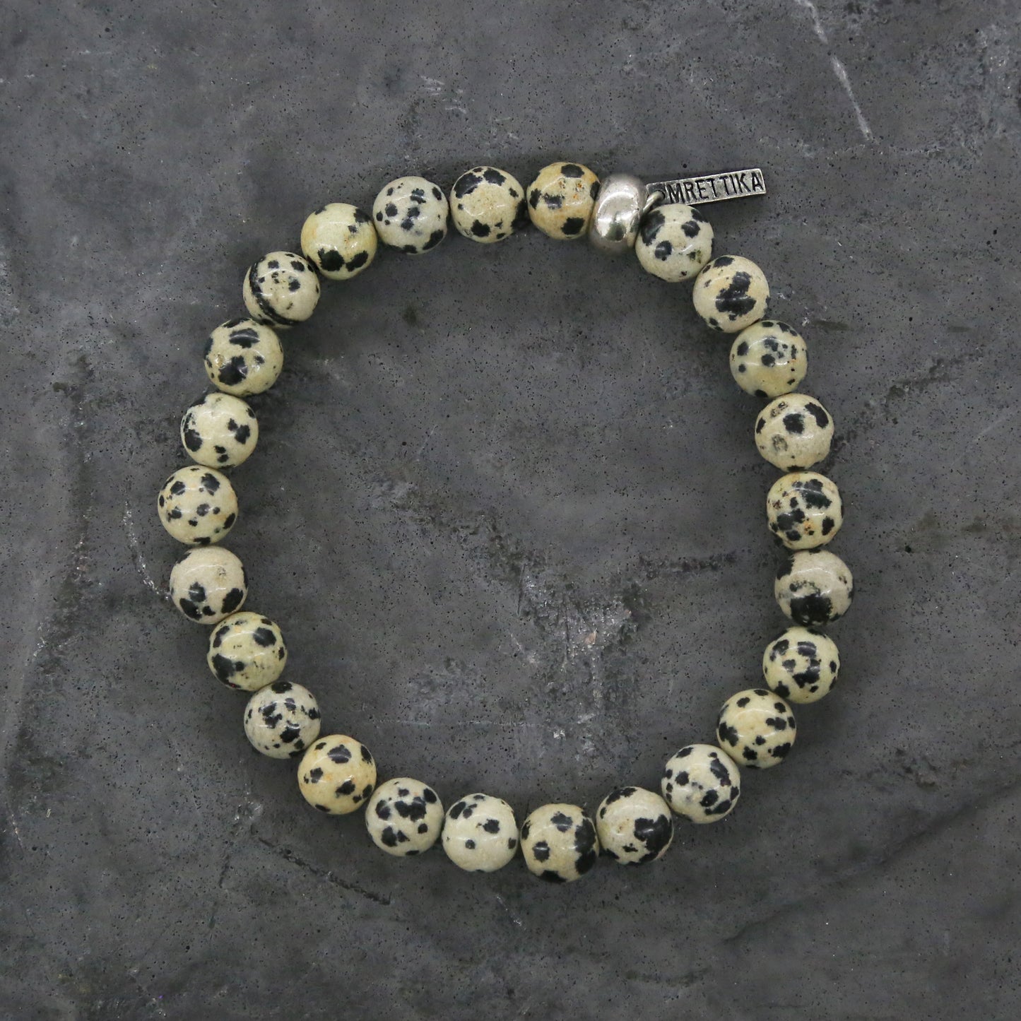 Dalmatian Jasper Elastic Beaded Bracelet