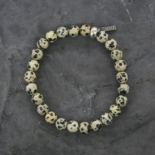 Dalmatian Jasper Elastic Beaded Bracelet