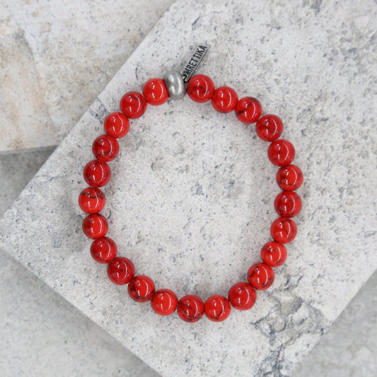 Bangle Banger Bracelet in Red and Silver Ox