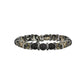 Mens Combination Lava Beads Donut Rings and Semi Precious Dalmatian Stone Bead Stretch Bracelet