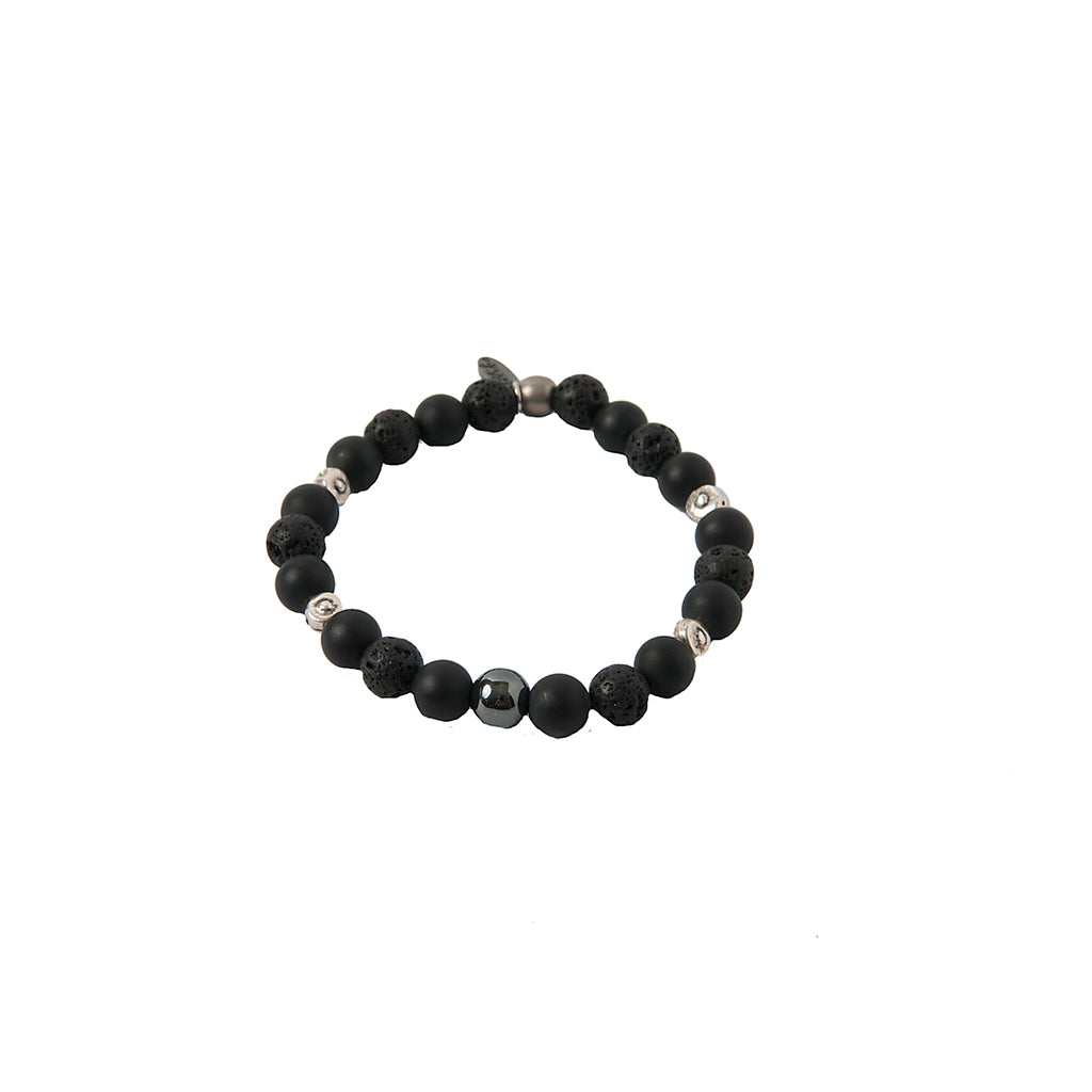 Stacked Lineup Bracelet in Onyx and Antique Silver