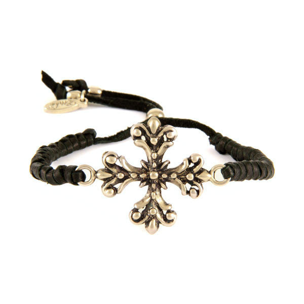 Ettika Adjustable Deerskin Leather Bracelet with Flower Charm