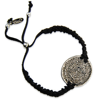 MB385 - Adjustable Deerskin Leather Bracelet with Phaistos Coin Charm