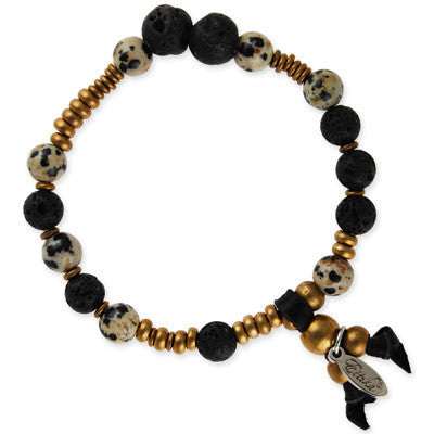 MB395G - Semi Precious Stones with Lava and Metal Beads