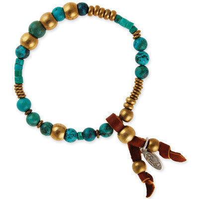 MB396 - Assorted Turquoise Stones and Beads Stretch Bracelet